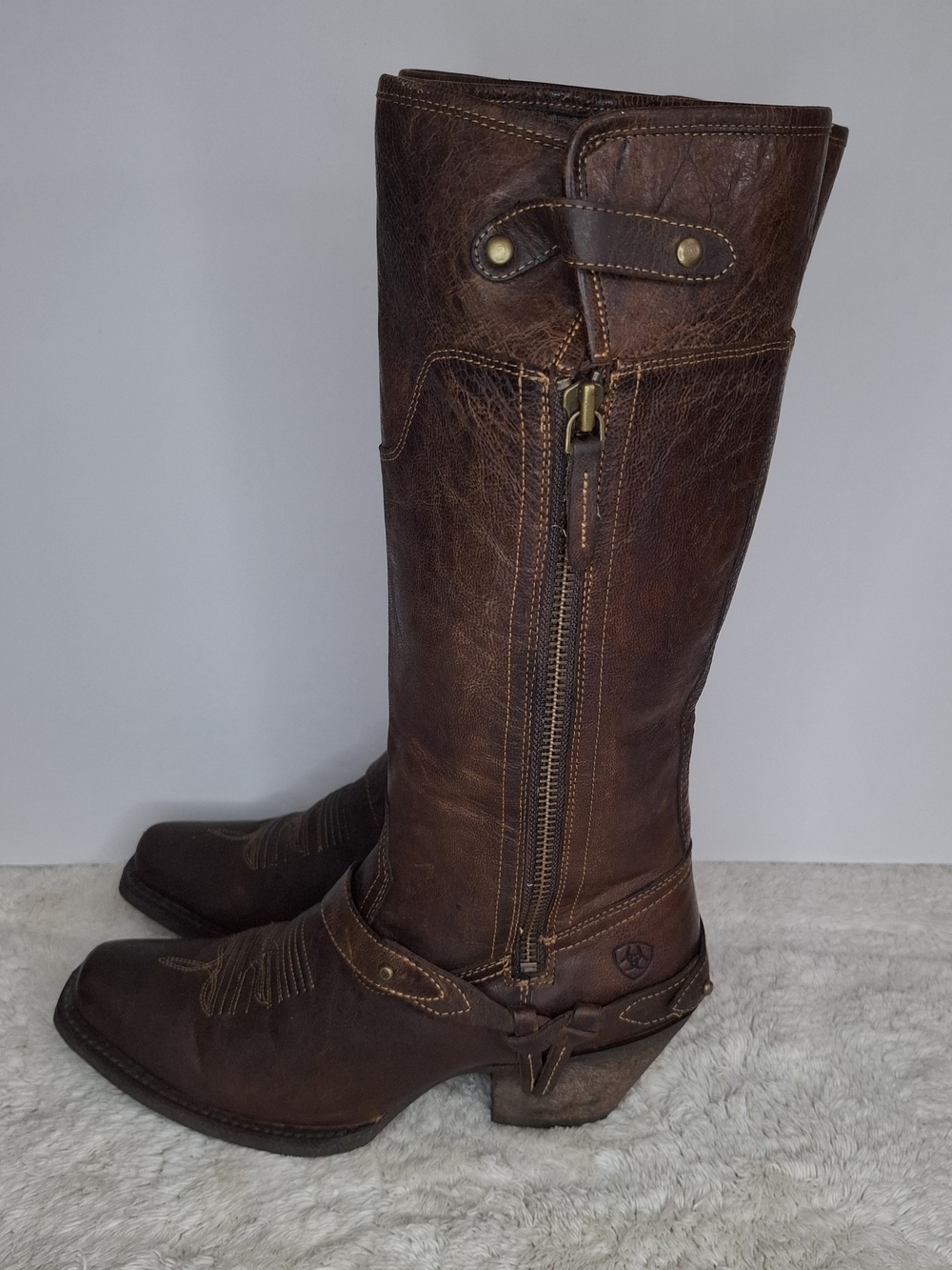 Ariat Brown Leather Tall Zip Western Riding Boots